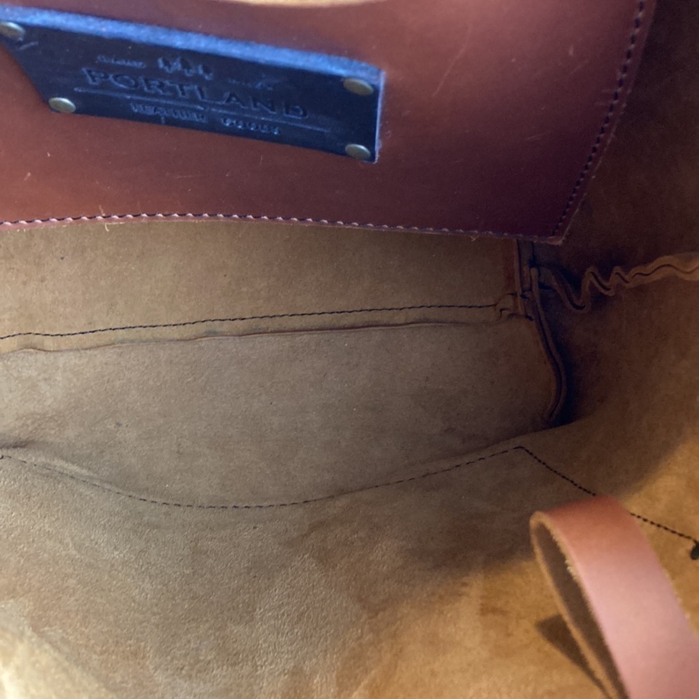 Portland Leather Goods Zip Top Tote Bag Artisan Leather Handbag Brown Medium - Picture 9 of 16